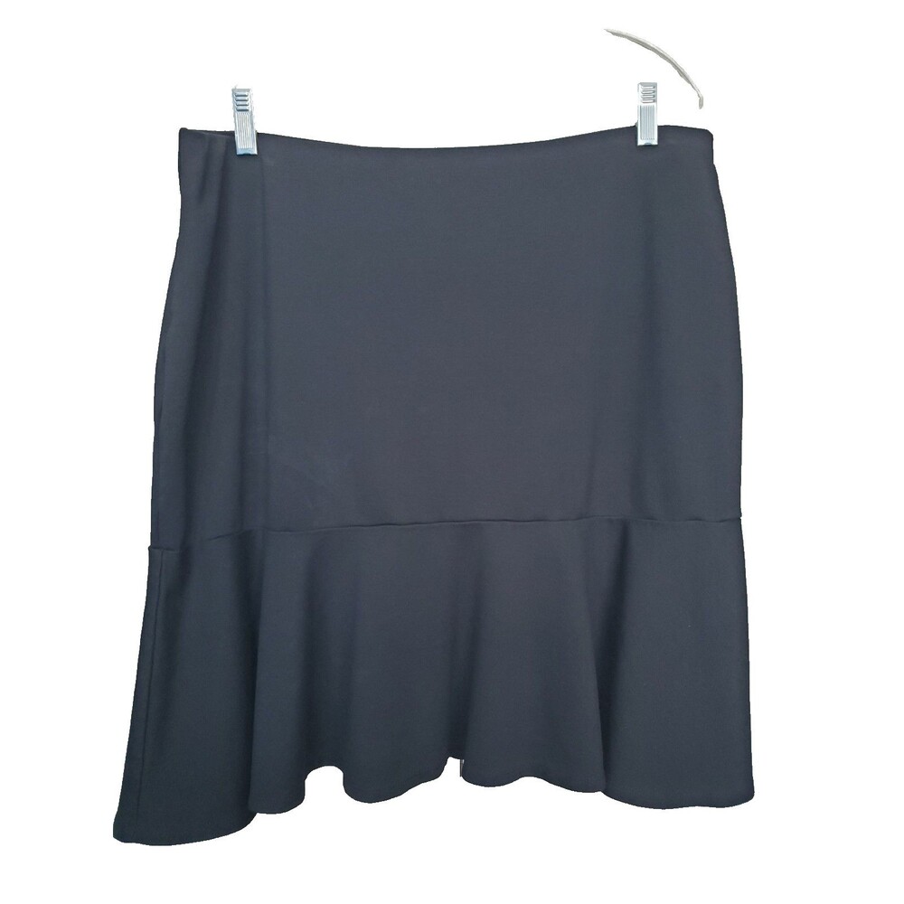 Lauren Ralph Lauren Black Peplum Hem Knit Pull-On Skirt Size XL